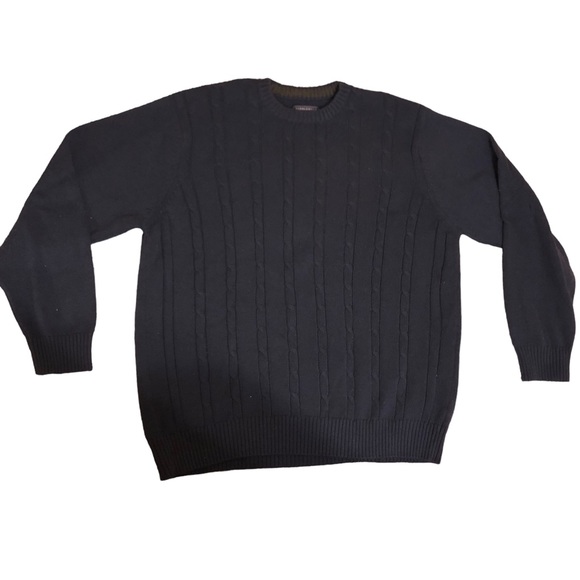 Saddlebred Navy Blue Cable Knit Crew Neck Sweater Size XL - Picture 3 of 6